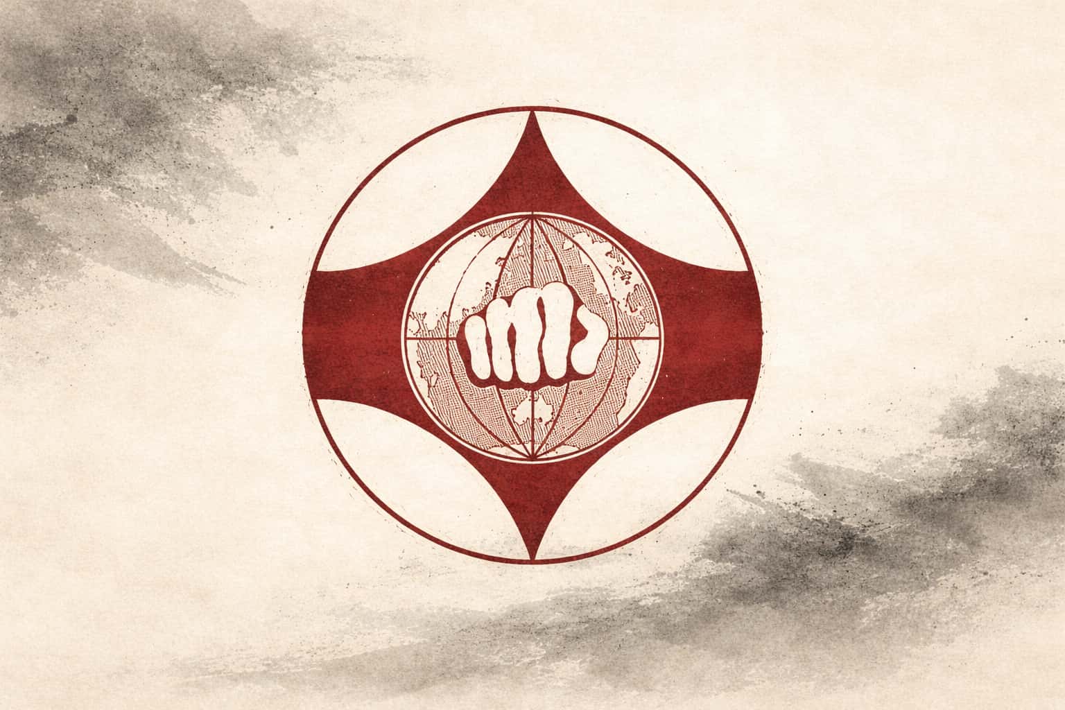 Sumi-e interpretation of Sosai Masutatsu Oyama training on makiwara